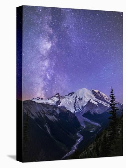 Washington, White River Valley Looking Toward Mt. Rainier on a Starlit Night with the Milky Way-Gary Luhm-Premier Image Canvas