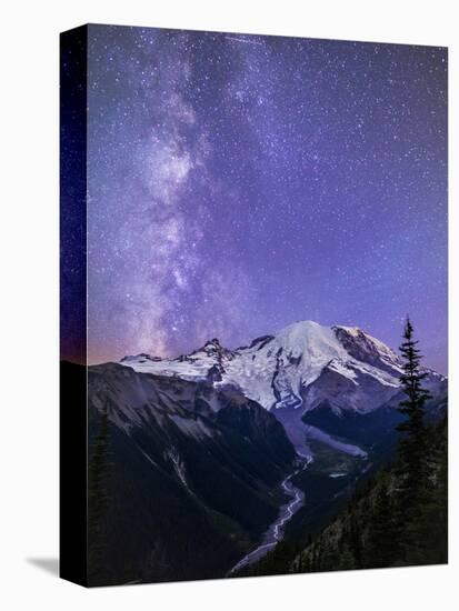 Washington, White River Valley Looking Toward Mt. Rainier on a Starlit Night with the Milky Way-Gary Luhm-Premier Image Canvas