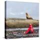 Washington, Woman Sea Kayaker, with Bull Stellar Sea Lion on Offshore Rock Near Tatoosh Island-Gary Luhm-Premier Image Canvas