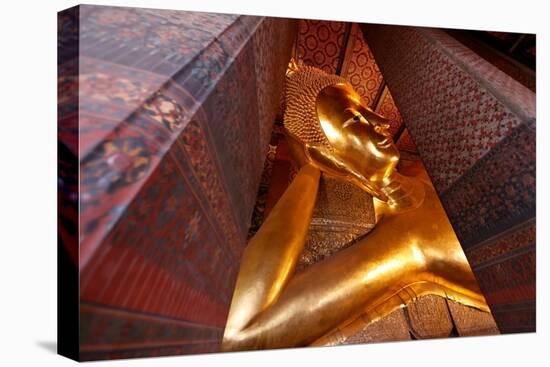 Wat Pho (Temple of the Reclining Buddha), big reclining golden Buddha statue (Phra Buddhasaiyas)-Godong-Premier Image Canvas