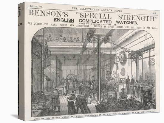 Watch and Clock Manufacture a Watch and Clock Factory Workshop in the Rear of Benson's Showrooms-null-Stretched Canvas