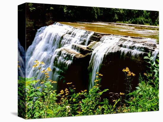 Water falling from rocks in a forest, Middle Falls, Genesee River, Letchworth State Park, New Yo...-null-Premier Image Canvas