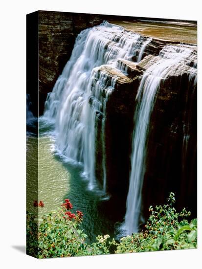 Water falling from rocks, Lower Falls, Letchworth State Park, New York State, USA-null-Premier Image Canvas