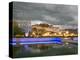 Water Feature in Front of the Potala Square Lit up with Neon Blue Lights in Early Evening, China-Don Smith-Premier Image Canvas