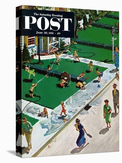 "Water Fight" Saturday Evening Post Cover, June 30, 1951-Thornton Utz-Premier Image Canvas