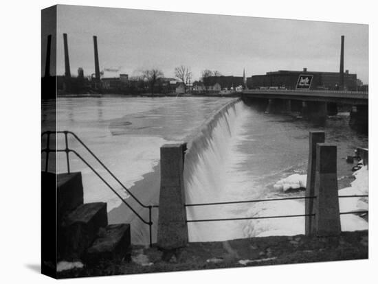 Water Flowing over Power Dam on the Merrimack River-null-Premier Image Canvas