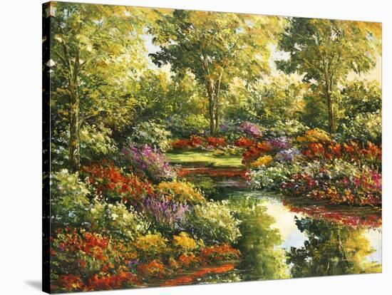 Water Garden Reflections-Peggy Corthouts-Stretched Canvas
