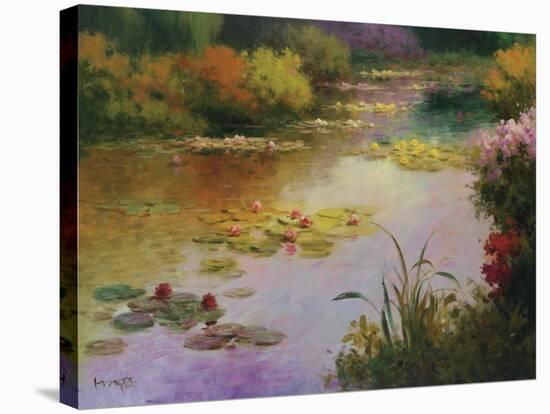 Water Lillies in Giverny-Karen Dupré-Stretched Canvas