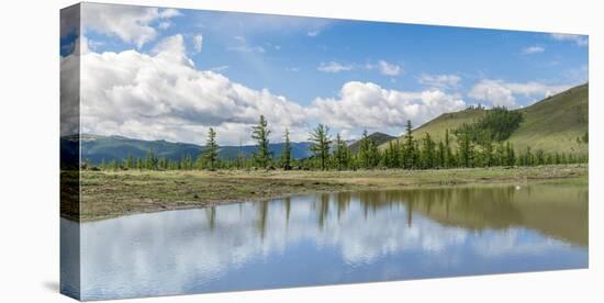 Water pond and fir trees in White Lake National Park, Tariat district, North Hangay province, Mongo-Francesco Vaninetti-Premier Image Canvas