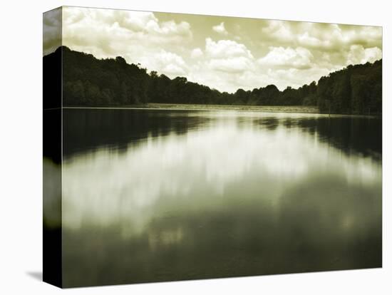 Water Reflecting Bordering Trees and Sky-Jan Lakey-Premier Image Canvas