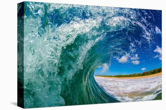 Water shot of a tubing wave off a Hawaiian beach-Mark A Johnson-Premier Image Canvas