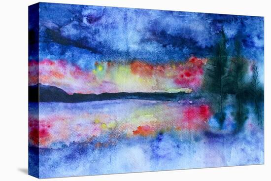 Waterccolor Landscape-Suriko-Stretched Canvas