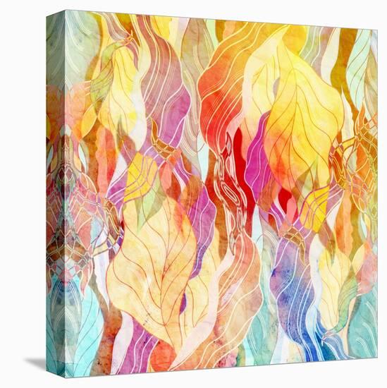 Watercolor a Retro Background of Abstract Elements-Tanor-Stretched Canvas