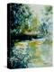Watercolor Blue Pond-Pol Ledent-Stretched Canvas