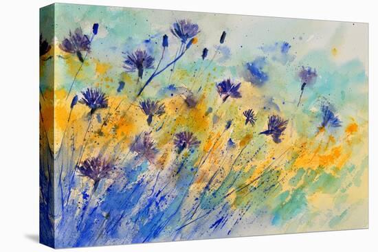 Watercolor Cornflowers-Pol Ledent-Stretched Canvas