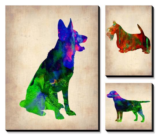 Watercolor Dogs-NaxArt-Stretched Canvas