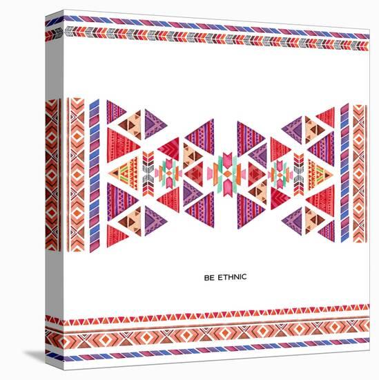 Watercolor Ethnic Card. Boho Chic, Ethnic, Pattern, Wallpaper.-windesign-Stretched Canvas