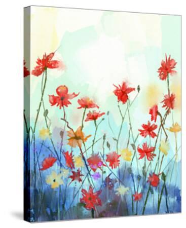 Watercolor Flowers Painting In Soft Color And Blur Style Vintage