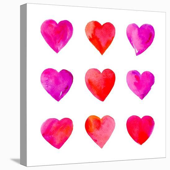 Watercolor Hearts Isolated.-Vodoleyka-Stretched Canvas