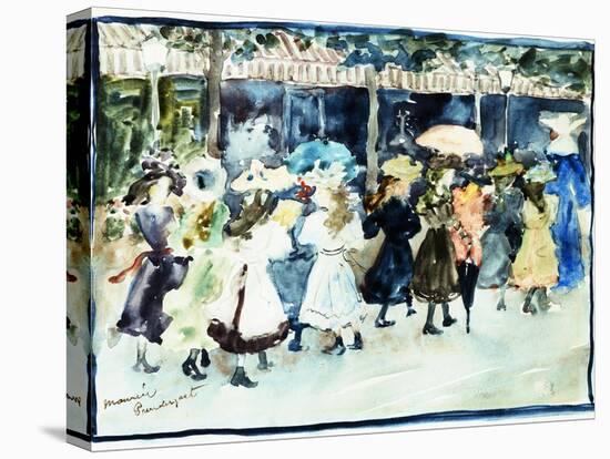 Watercolor of Girls Walking Along the Boardwalk by Maurice Brazil Prendergast-Geoffrey Clements-Premier Image Canvas