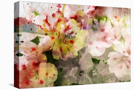 Watercolor Painting Mixed with Flowers on Textured Paper-run4it-Stretched Canvas