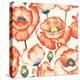 Watercolor Poppy Pattern-Eleor-Stretched Canvas