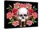 Watercolor Skull with Guns and Roses-tanycya-Stretched Canvas