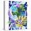 Watercolor Tropical Leaves and Geometric Shapes-tanycya-Stretched Canvas