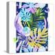 Watercolor Tropical Leaves and Geometric Shapes-tanycya-Stretched Canvas