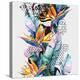 Watercolor Tropical Leaves and Geometric Shapes-tanycya-Stretched Canvas