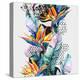 Watercolor Tropical Leaves and Geometric Shapes-tanycya-Stretched Canvas