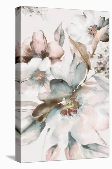 Watercolour Pink Florals I-Alex Black-Stretched Canvas