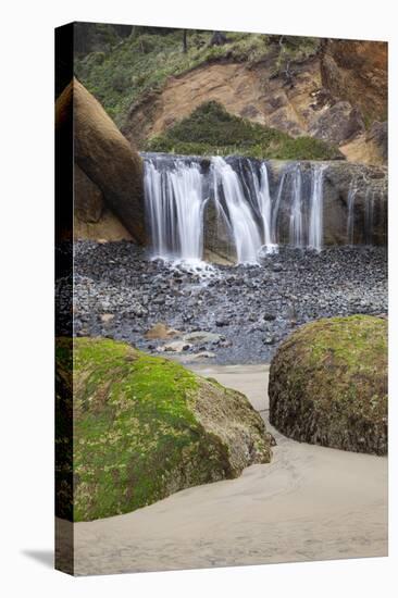 Waterfall and Rocks, at Hug Point, Oregon, USA-Jamie & Judy Wild-Premier Image Canvas