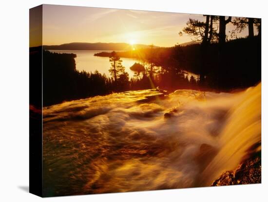 Waterfall at Sunrise in Eagle Creek Above Emerald Bay, Lake Tahoe, California, USA-Adam Jones-Premier Image Canvas