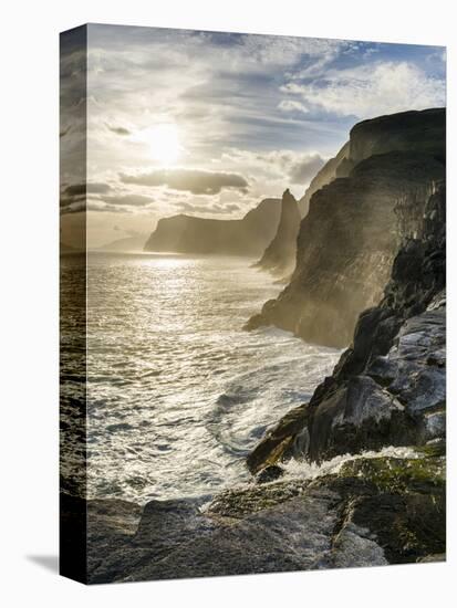Waterfall Bosdalafossur At Sunset. Island Vagar, Faroe Islands. Denmark-Martin Zwick-Premier Image Canvas