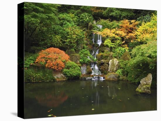 Waterfall in Autumn at the Portland Japanese Garden, Portland, Oregon, USA-Michel Hersen-Premier Image Canvas