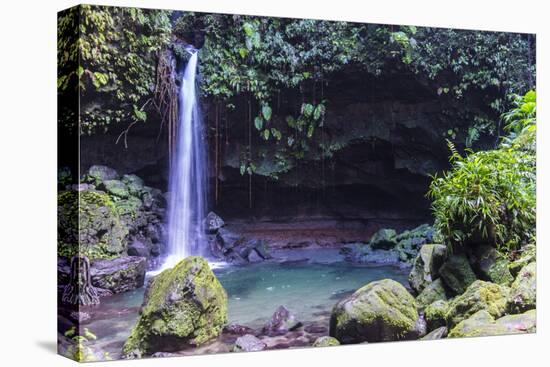 Waterfall Splashing in the Emerald Pool in Dominica, West Indies, Caribbean, Central America-Michael Runkel-Premier Image Canvas