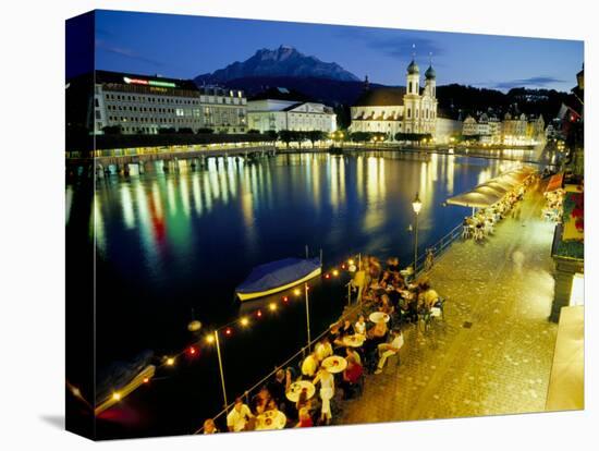 Waterfront Pavement Cafes, Lucerne, Switzerland-Simon Harris-Premier Image Canvas