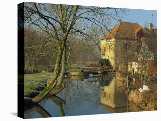 Watermill Reflected in Still Water, Near Montreuil, Crequois Valley, Nord Pas De Calais, France-Michael Busselle-Premier Image Canvas