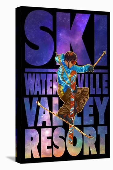 Waterville Valley Resort, NH - Milky Way Skier-Lantern Press-Stretched Canvas