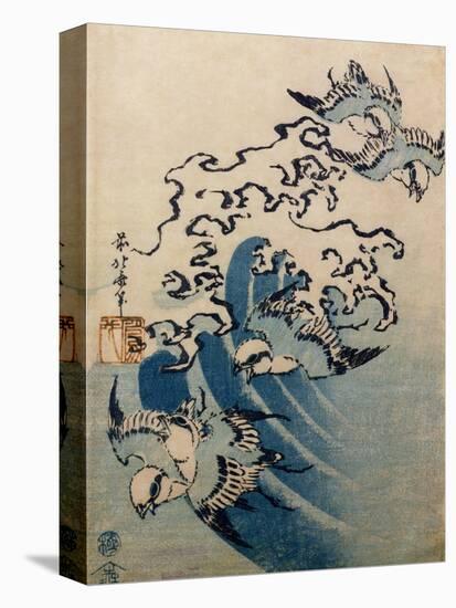 Waves and Birds, circa 1825-Katsushika Hokusai-Premier Image Canvas