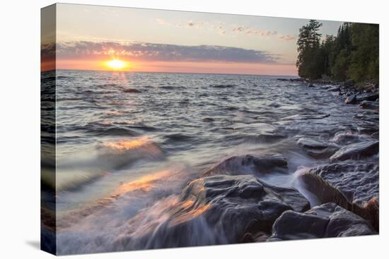 Waves at Sunset, Devils Island, Apostle Islands National Lakeshore, Wisconsin, USA-Chuck Haney-Premier Image Canvas