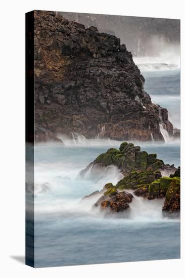 Waves crashing over lava rocks on shoreline of Espanola Island, Galapagos Islands, Ecuador.-Adam Jones-Premier Image Canvas