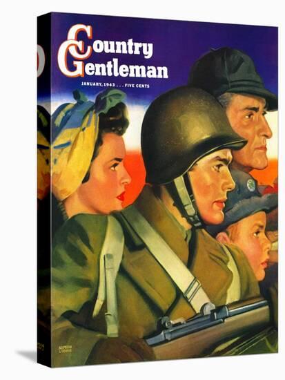 "We're All Important Now," Country Gentleman Cover, January 1, 1943-Andrew Loomis-Premier Image Canvas