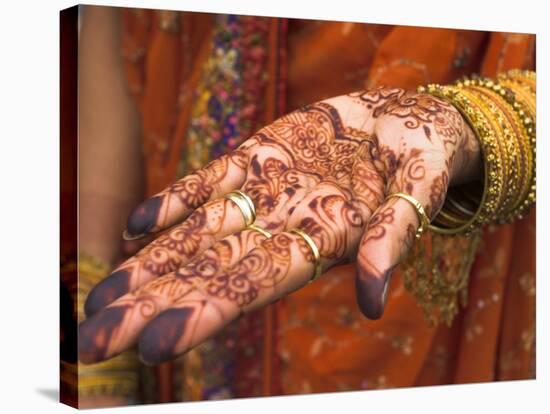 Wedding Guest Showing Henna Marking on Her Hand, Dubai, United Arab Emirates-Jane Sweeney-Premier Image Canvas