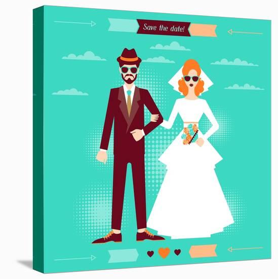Wedding Invitation Card Template in Retro Style-incomible-Stretched Canvas