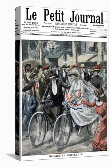 Wedding Party on Bicycles Led by the Bride and Bridegroom, Nice, France, 1909-null-Premier Image Canvas