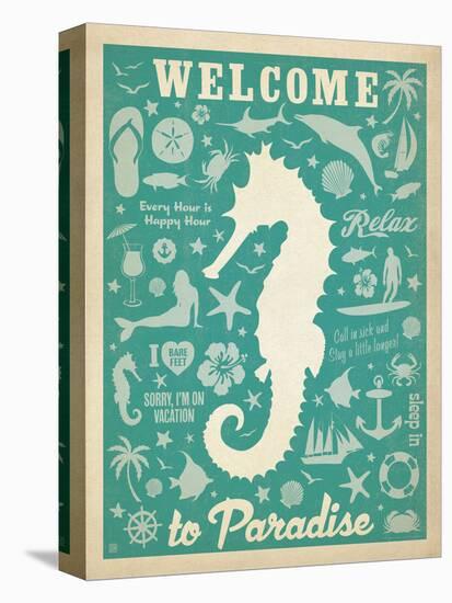 Welcome to Paradise (Sea Horse)-Anderson Design Group-Stretched Canvas