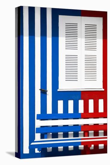 Welcome to Portugal Collection - Colorful Facade with Blue Marine and Red Stripes-Philippe Hugonnard-Premier Image Canvas