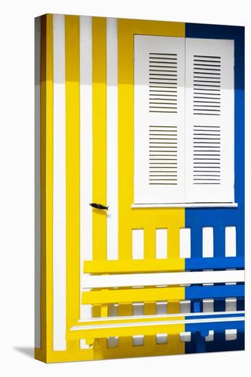 Welcome to Portugal Collection - Colorful Facade with Yellow and Blue Marine Stripes-Philippe Hugonnard-Premier Image Canvas